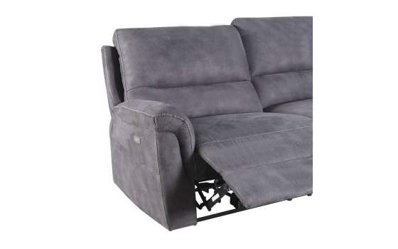 Sofa 2 Plazas Actual Tapizado Gris Reclinable Basil Melvin