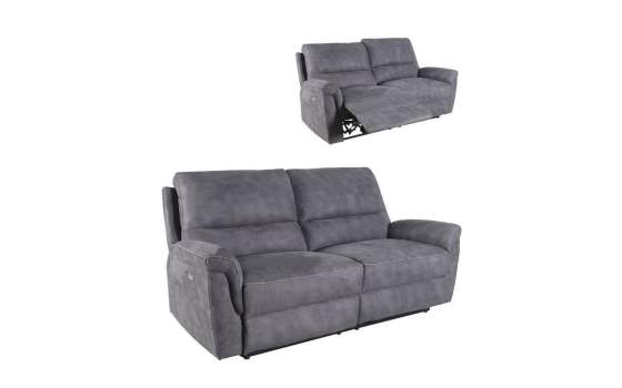 Sofa 2 Plazas Actual Tapizado Gris Reclinable Basil Melvin