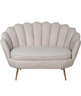 Sofa 2 Plazas Actual Tapizado Terciopelo Beige Serie Areco