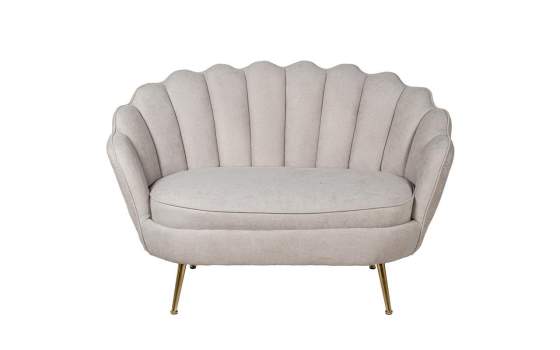 Sofa 2 Plazas Actual Tapizado Terciopelo Beige Serie Areco