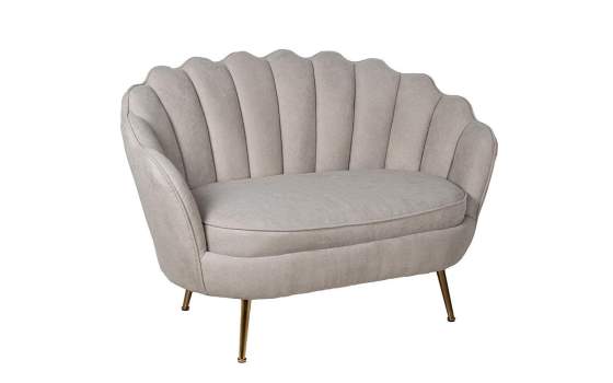 Sofa 2 Plazas Actual Tapizado Terciopelo Beige Serie Areco