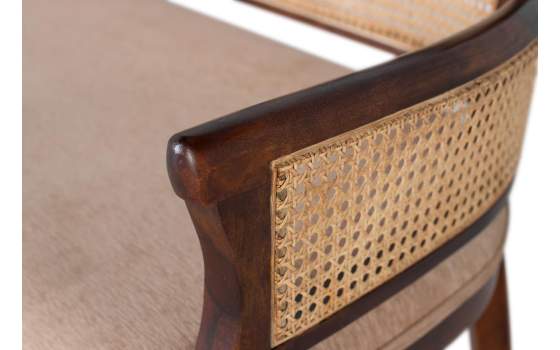 Sofa 2 Plazas Clasico Acacia Nogal Tapizado y Rejilla Allamin