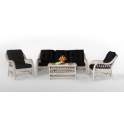 Sofa 2 Plazas de Rattan en Gris Cojines Acabado Negro Kubu