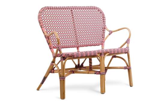 Sofa 2 Plazas Diseño Jardin Ratan y Tejido Sintetico Rock