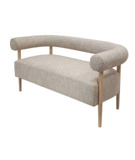 Sofa 2 Plazas Madera y Tapizado Beige Serie Mere