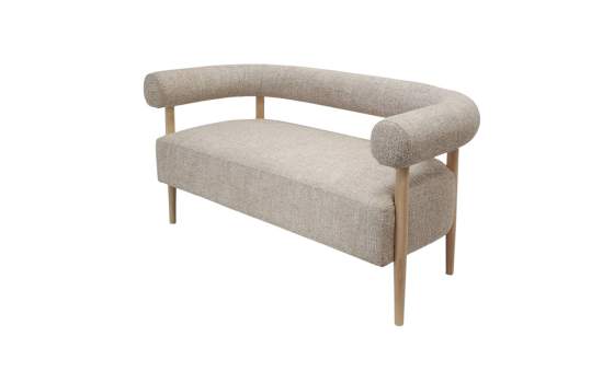 Sofa 2 Plazas Madera y Tapizado Beige Serie Mere