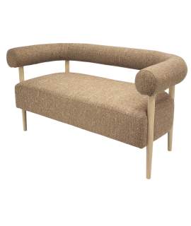 Sofa 2 Plazas Madera y Tapizado Caramelo Serie Mere