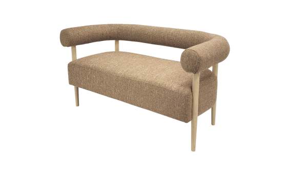 Sofa 2 Plazas Madera y Tapizado Caramelo Serie Mere