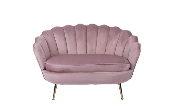 Sofa 2 Plazas Moderno Tapizado Terciopelo Malva Serie Areco