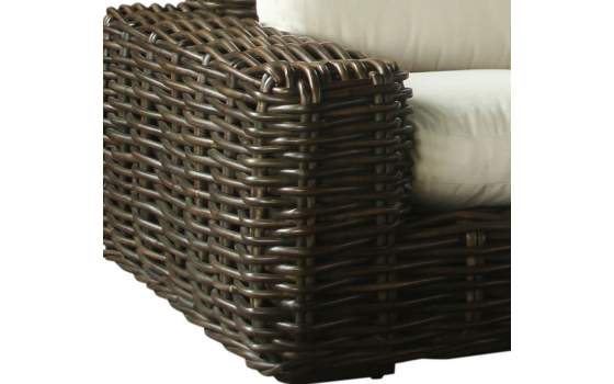 Sofá 2 Plazas Rattan Negro Glaseado Cojín en Blanco Arcarna