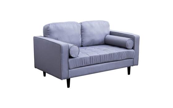 Sofa 2 Plazas Tapizado Lino Gris Estilo Moderno Serie Astaner