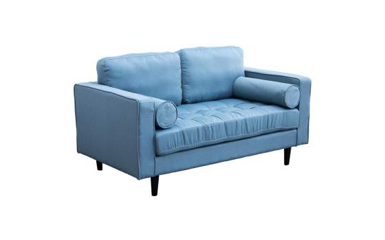 Sofa 2 Plazas Tapizado Lino Verde Estilo Moderno Serie Astaner