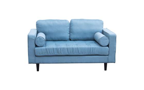 Sofa 2 Plazas Tapizado Lino Verde Estilo Moderno Serie Astaner