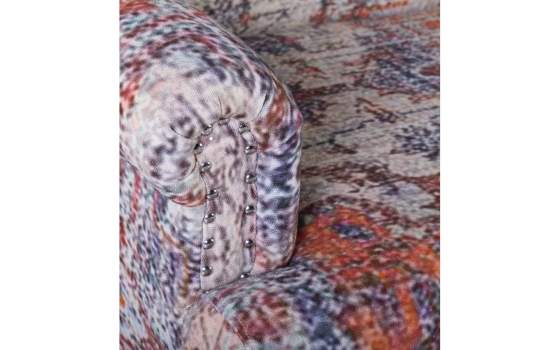 Sofa 2 Plazas Tapizado Naranja azul Crema Serie Derial