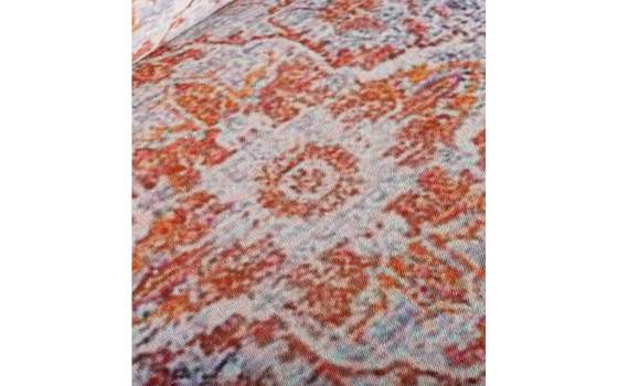 Sofa 2 Plazas Tapizado Naranja azul Crema Serie Derial