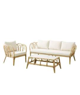 Sofa 3 Plazas, 2 Sillones y Mesa de Centro Rattan Appio