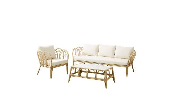 Sofa 3 Plazas, 2 Sillones y Mesa de Centro Rattan Appio