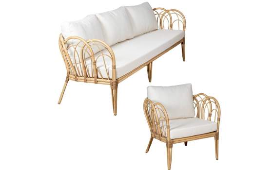 Sofa 3 Plazas, 2 Sillones y Mesa de Centro Rattan Appio