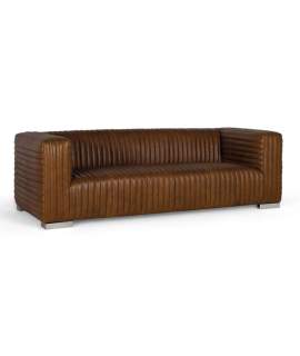 Sofa 3 Plazas Piel Marron Moderno Serie Aikema