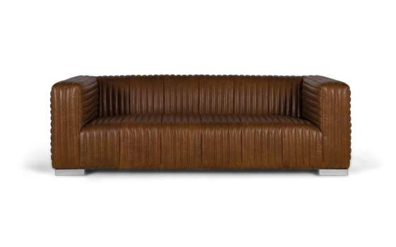 Sofa 3 Plazas Piel Marron Moderno Serie Aikema