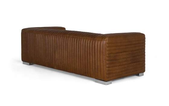 Sofa 3 Plazas Piel Marron Moderno Serie Aikema