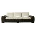 Sofá 3 Plazas Rattan Negro Glaseado Cojín en Blanco Arcarna