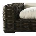 Sofá 3 Plazas Rattan Negro Glaseado Cojín en Blanco Arcarna