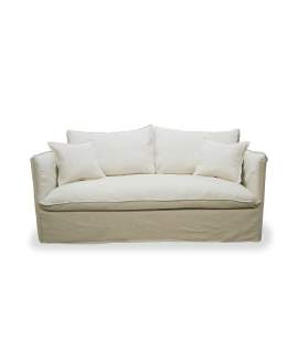 Sofa 3 Plazas Tapizado Crema con Cojines - Serie Nigeria