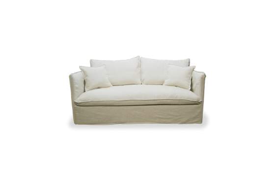 Sofa 3 Plazas Tapizado Crema con Cojines - Serie Nigeria