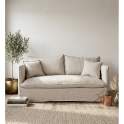 Sofa 3 Plazas Tapizado Crema con Cojines - Serie Nigeria