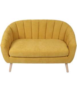 Sofa Actual 2 Plazas Tapizado Mostaza Serie Areco
