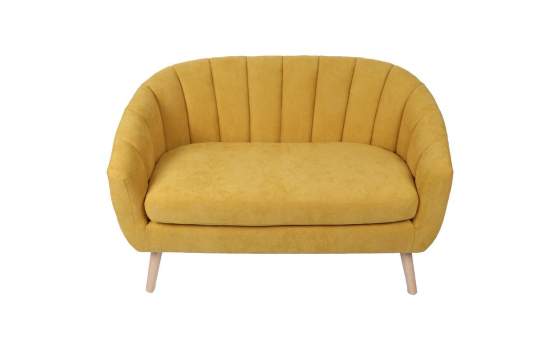 Sofa Actual 2 Plazas Tapizado Mostaza Serie Areco