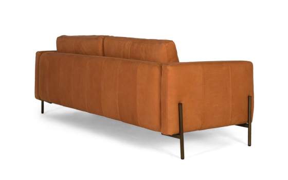 Sofa Actual Piel Marron Patas Metal Serie Alduan