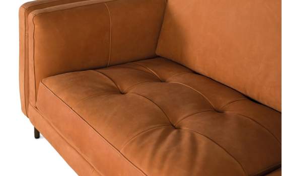 Sofa Actual Piel Marron Patas Metal Serie Alduan