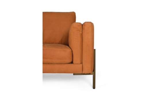 Sofa Actual Piel Marron Patas Metal Serie Alduan