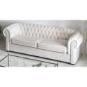 Sofa Chester 3 Plazas Tapizado Poli Piel Blanco Clasico Albasen