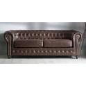 Sofa Chester 3 Plazas Tapizado Poli Piel Marron Clasico Albasen