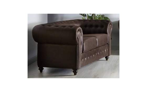 Sofa Chester 3 Plazas Tapizado Poli Piel Marron Clasico Albasen