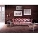 Sofa Chester Tapizado Cuero Marron Viejo 3 Plazas Serie Alinas