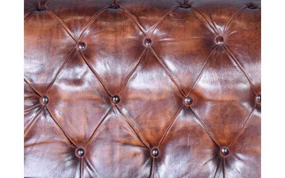 Sofa Chester Tapizado Cuero Marron Viejo 3 Plazas Serie Alinas