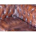 Sofa Chester Tapizado Cuero Marron Viejo 3 Plazas Serie Alinas