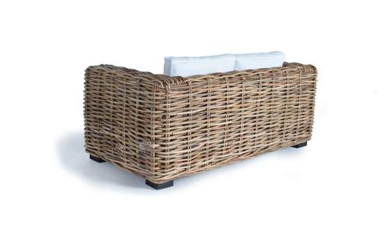 Sofa de 2 Plazas Rustico Rattan Natural Con Cojines Aralda
