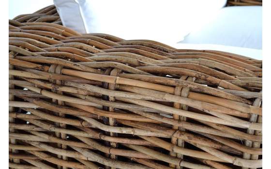 Sofa de 2 Plazas Rustico Rattan Natural Con Cojines Aralda
