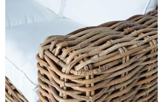 Sofa de 2 Plazas Rustico Rattan Natural Con Cojines Aralda