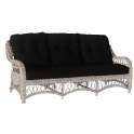 Sofa de 3 Plazas en Rattan Gris con Cojines en Negro Kubu