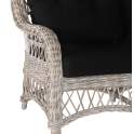 Sofa de 3 Plazas en Rattan Gris con Cojines en Negro Kubu