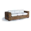 Sofa de 3 Plazas Rustico Rattan Natural Con Cojines Aralda