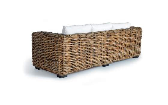 Sofa de 3 Plazas Rustico Rattan Natural Con Cojines Aralda