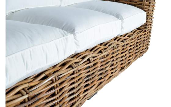 Sofa de 3 Plazas Rustico Rattan Natural Con Cojines Aralda