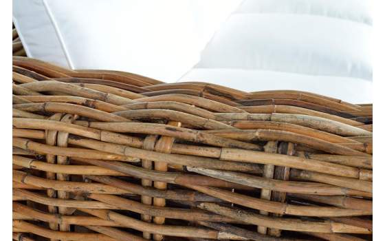Sofa de 3 Plazas Rustico Rattan Natural Con Cojines Aralda